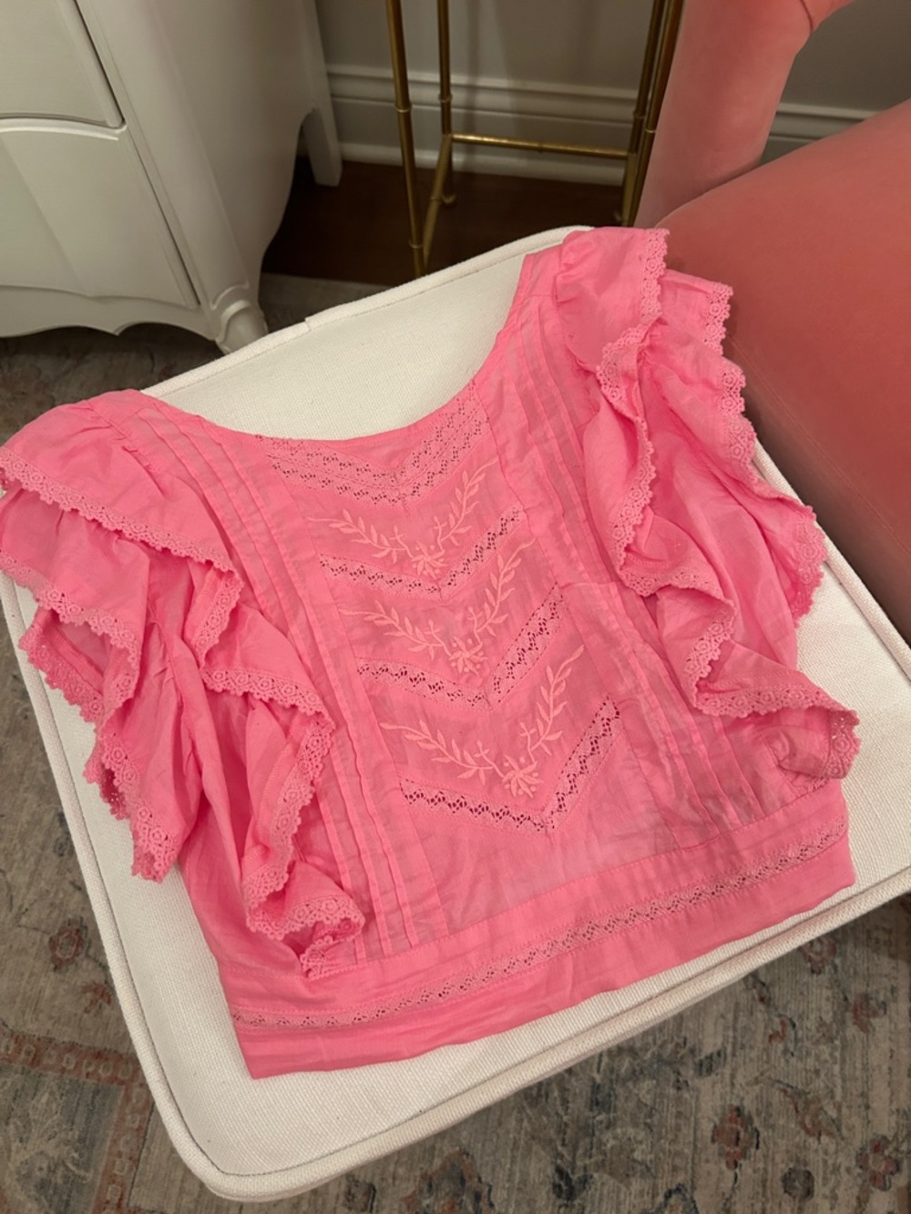 Altar’d state ruffle pink blouse